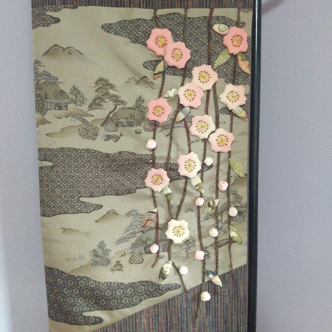 ちりめん細工 押絵 しだれ桜と手鞠のタペストリー