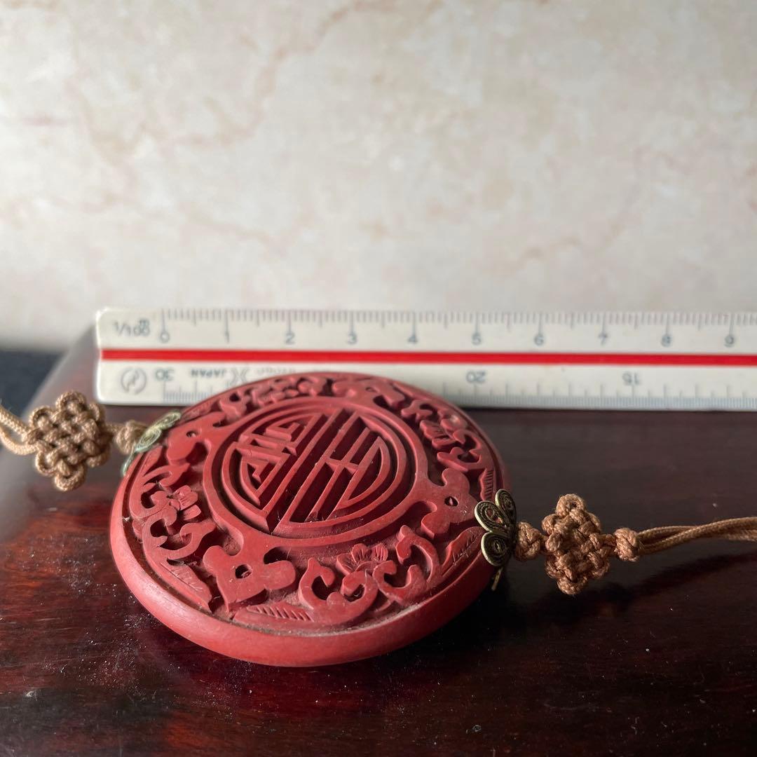 堆朱　漆　風鎮　朱　中国　アンティーク　掛軸　飾り　古玩　古美術　China 赤