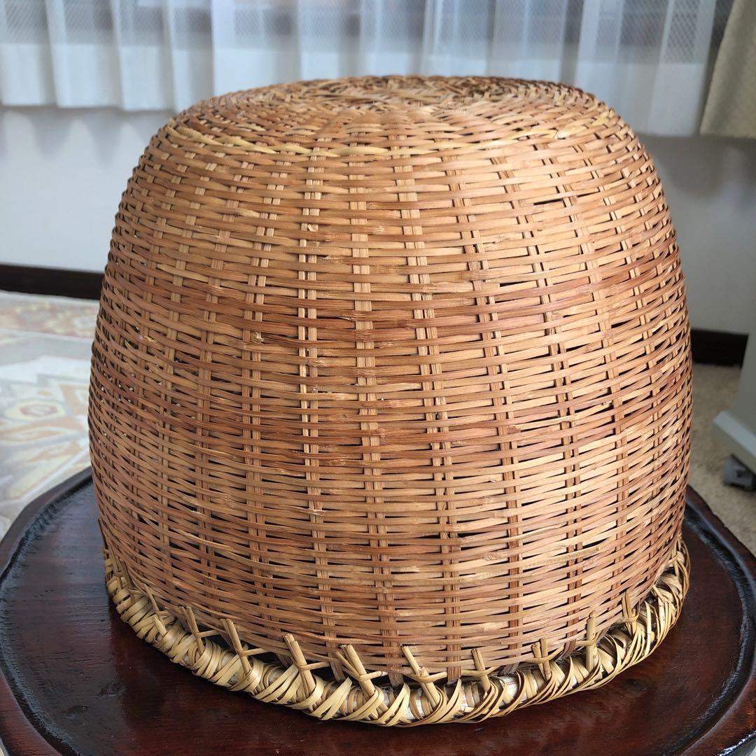 鳥越の竹細工　丸かご　すず竹　大型　口径約32㎝　保管品