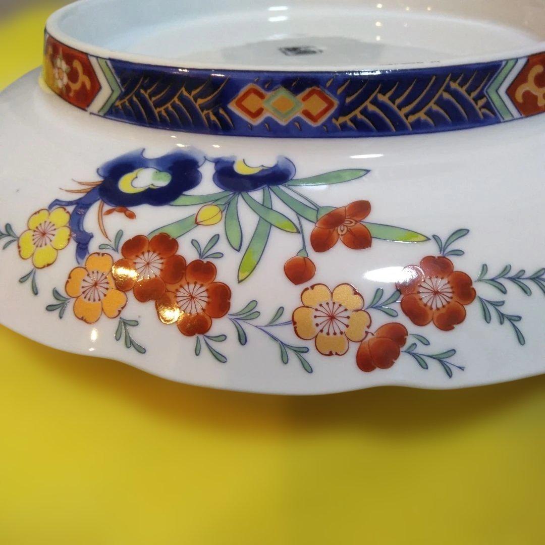 昭和レトロ 有田焼き若山窯 金彩古伊万里高台花柄大皿 2枚セット