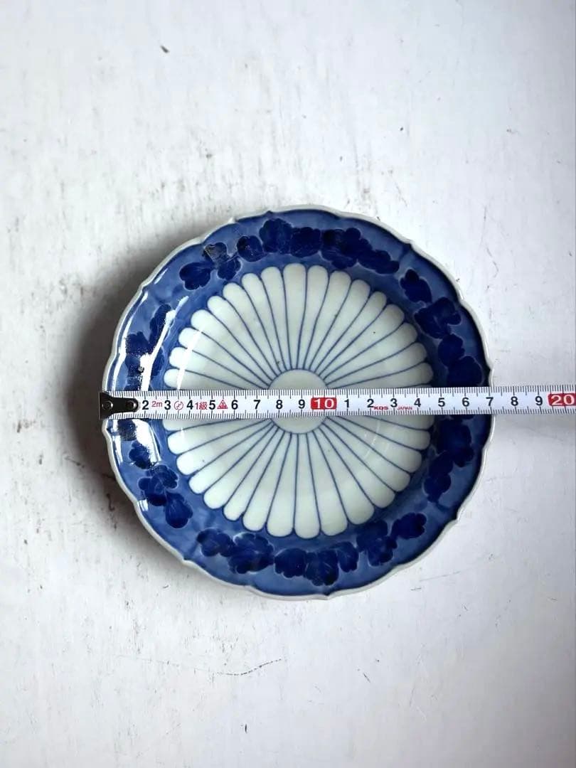 【ゆゆな様リクエスト】362 骨董 アンティーク 染付け 菊花皿 4点おまとめ