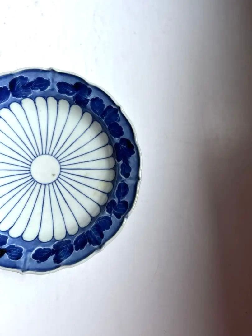 【ゆゆな様リクエスト】362 骨董 アンティーク 染付け 菊花皿 4点おまとめ