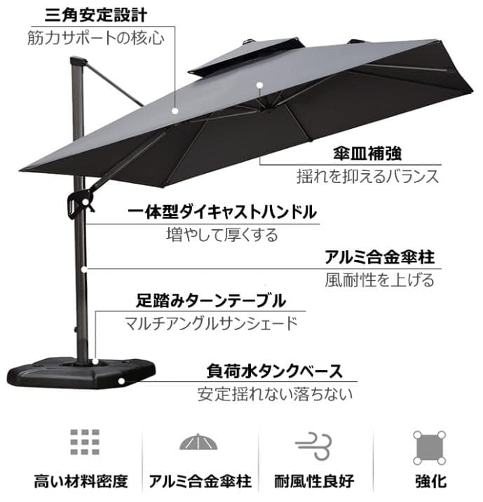 ガーデンパラソル　グレー
