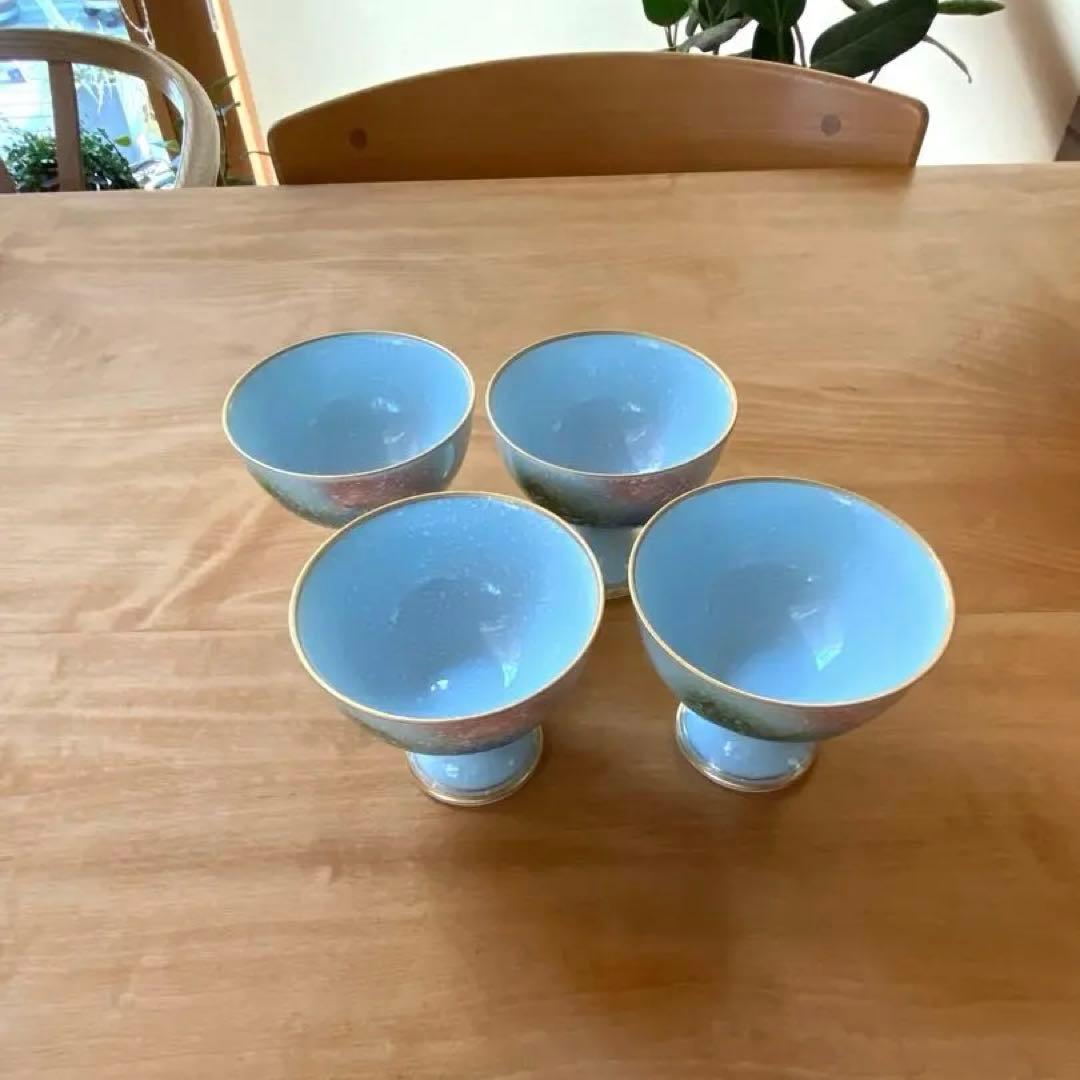 青色　高小鉢　小鉢4個