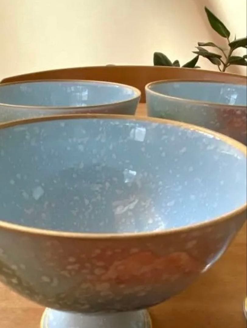 青色　高小鉢　小鉢4個