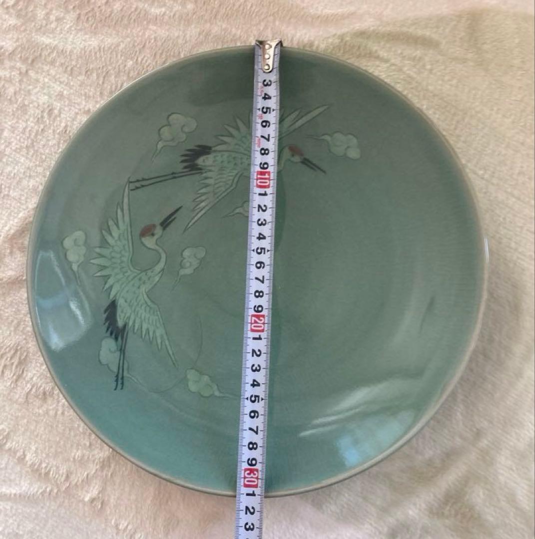青磁　大皿　陶磁器　骨董　アンティーク　韓国　31cm