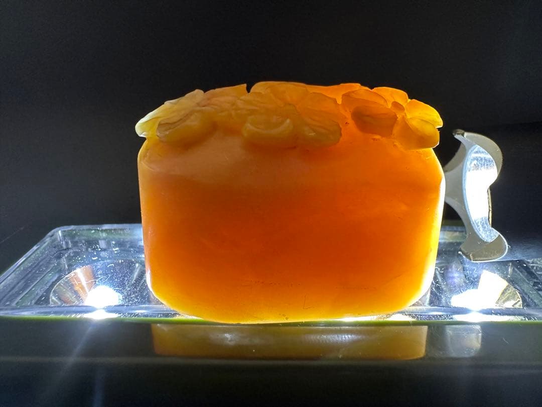 65ラオス石　 田黄　梅の花　印材　書道　印鑑　落款　関防　引首　雅号　⑨