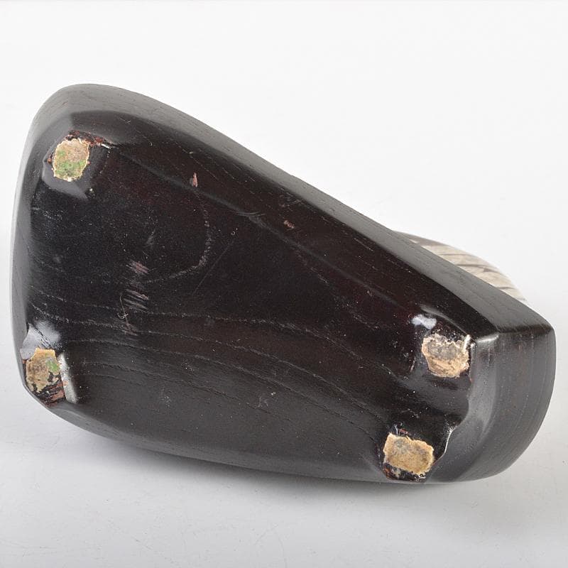 天然石　鑑賞石　菊花石　置物　重さ約1kg　唐木台付　古玩　V　R6655