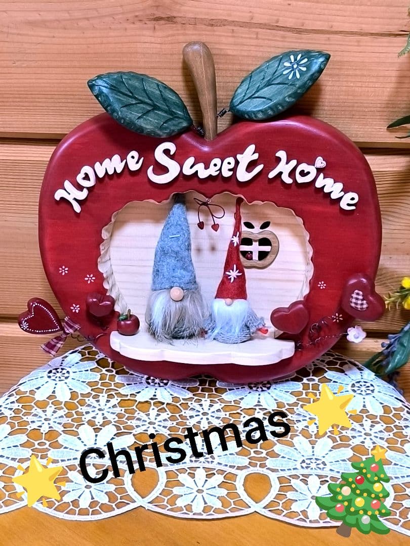 ⭐️アメリカンカントリー雑貨❤かじったෆりんごෆハウスフレーズ看板✿シェルフ付き