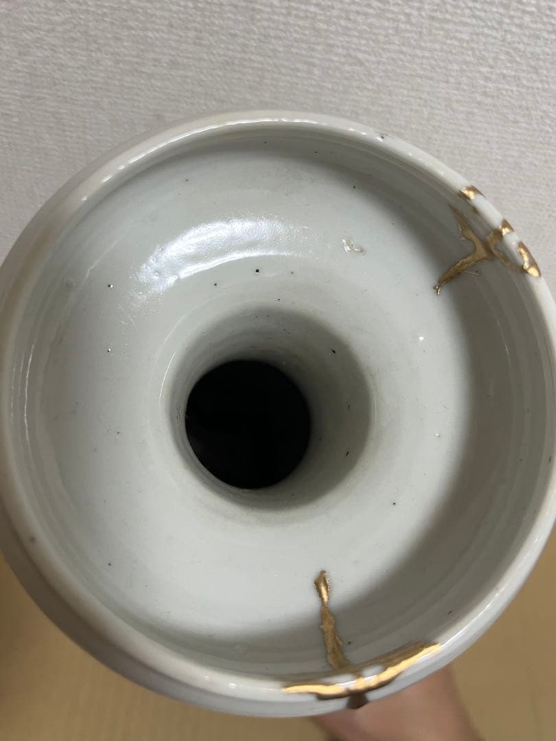 中国美術　清時代　色絵人物図耳付瓶時代物　約高さ28cm