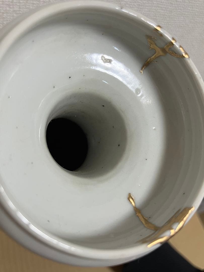 中国美術　清時代　色絵人物図耳付瓶時代物　約高さ28cm