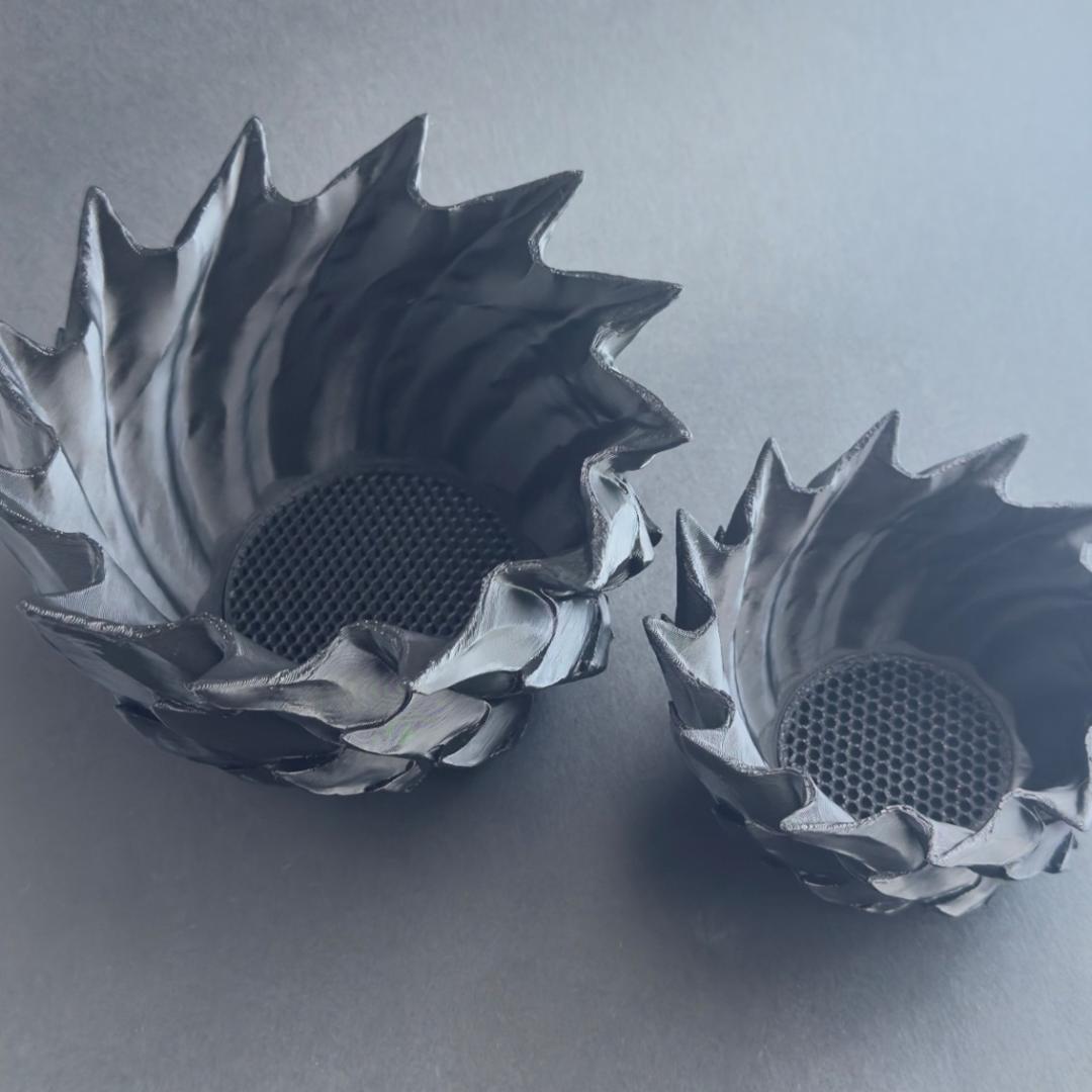 2個セット 『アジュダ』 S&Lサイズ 3Dプリンター鉢 植木鉢 黒 作家鉢