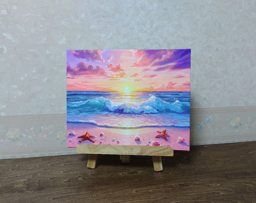 空*海様 【夕焼け】アクリル画 F3 風景画 絵画 海の絵