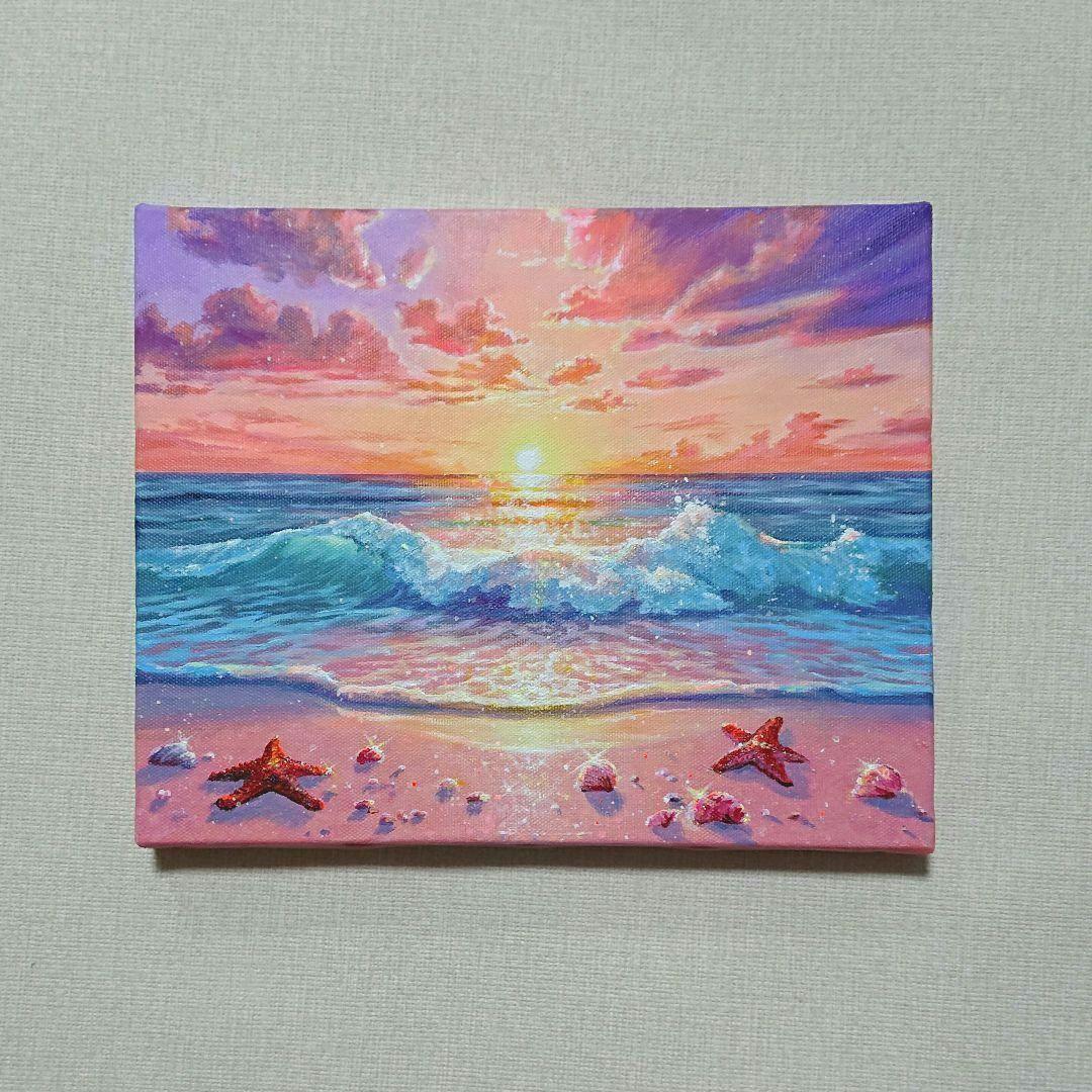 空*海様 【夕焼け】アクリル画 F3 風景画 絵画 海の絵