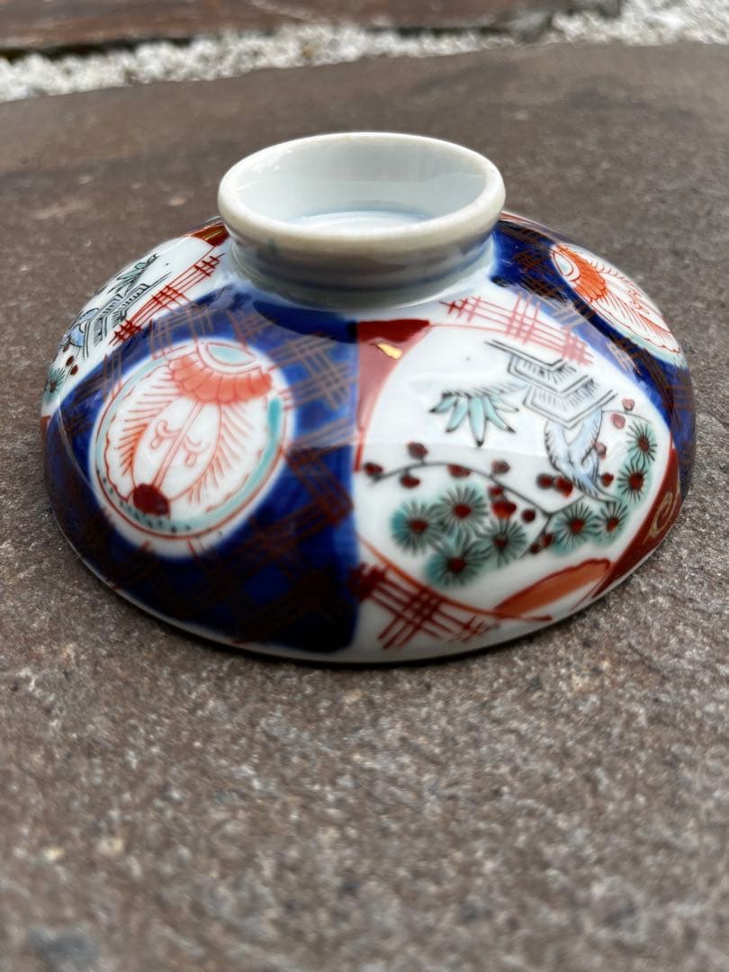 古伊万里 錦手 月弓銘 赤絵 金彩 蓋付 丼鉢 4客 鉢 懐石 料理　①