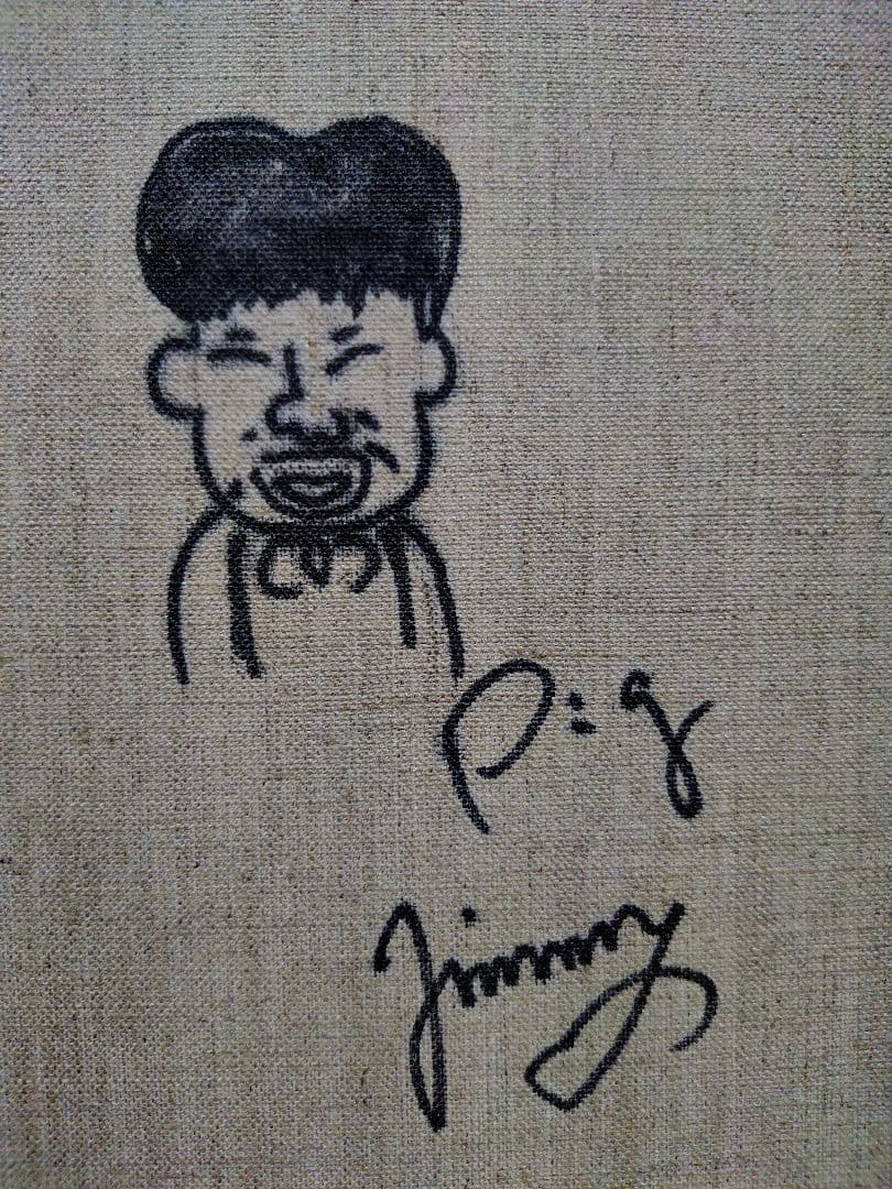 【F6号】ジミー大西【Pig】手描き作品/表裏サイン/油彩/アクリル/絵画/額縁