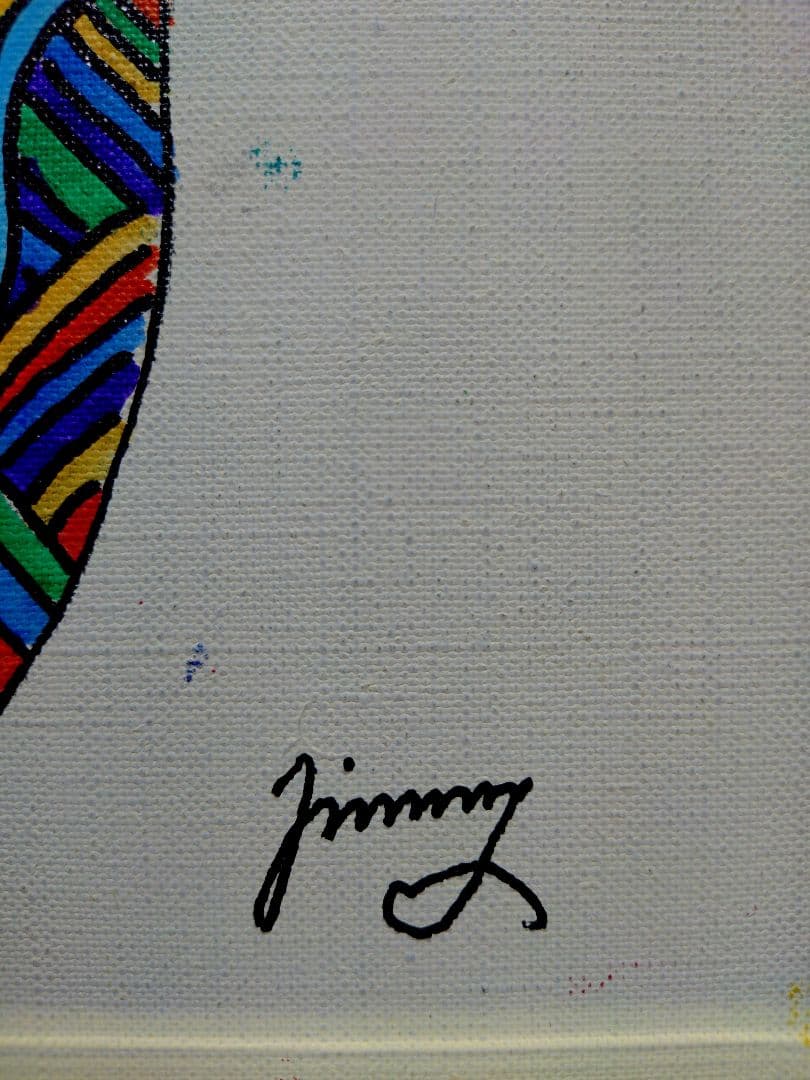 【F6号】ジミー大西【Pig】手描き作品/表裏サイン/油彩/アクリル/絵画/額縁