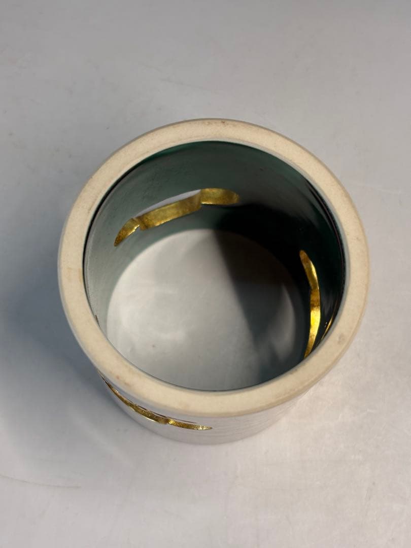 【中古品】茶道具　中村翠嵐造　交趾釉　松透蓋置（共箱）