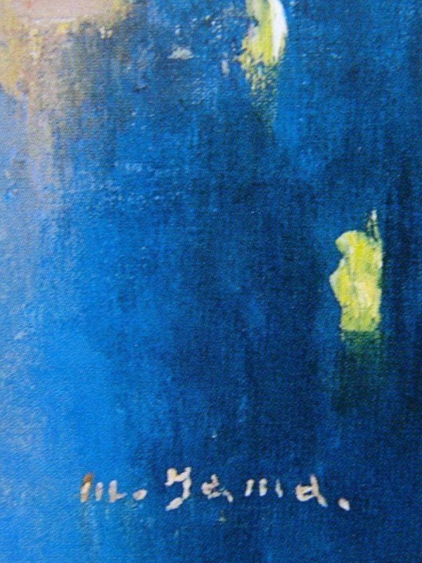 山口正人、『セールの夕映え』、希少画集より、状態良好、新品木製額・額装付