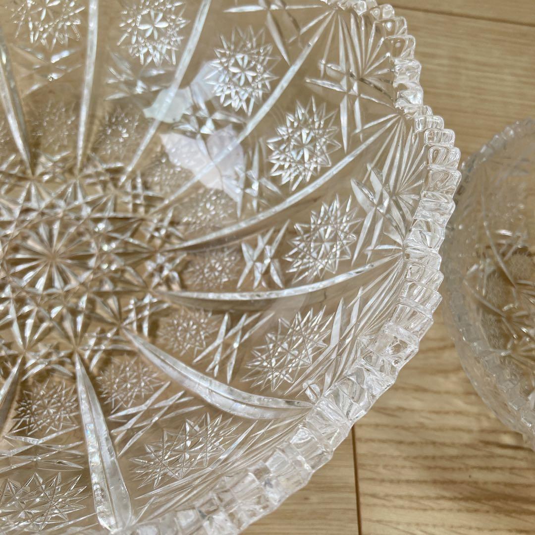 【新品未使用】カガミクリスタル　王朝　大小ボウルセット