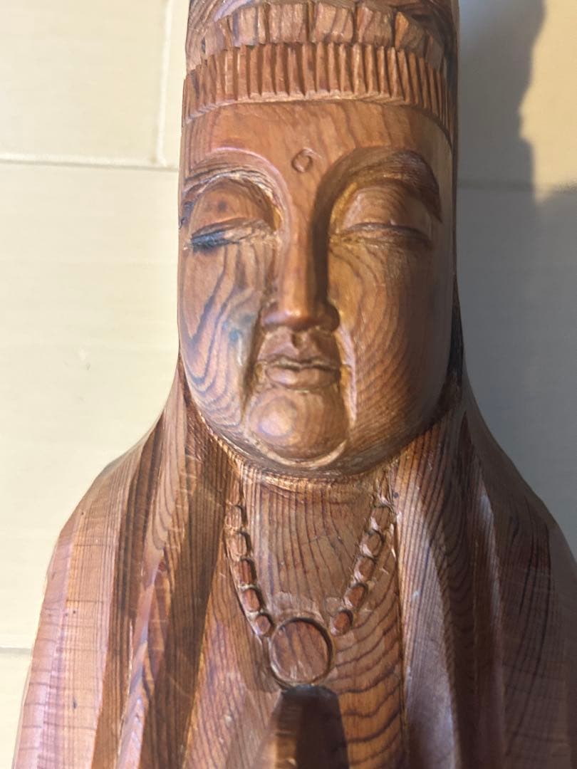 【大型】円空彫 観音菩薩像 弘堂 刻印 昭和61年作 木彫 仏像 飛騨高山