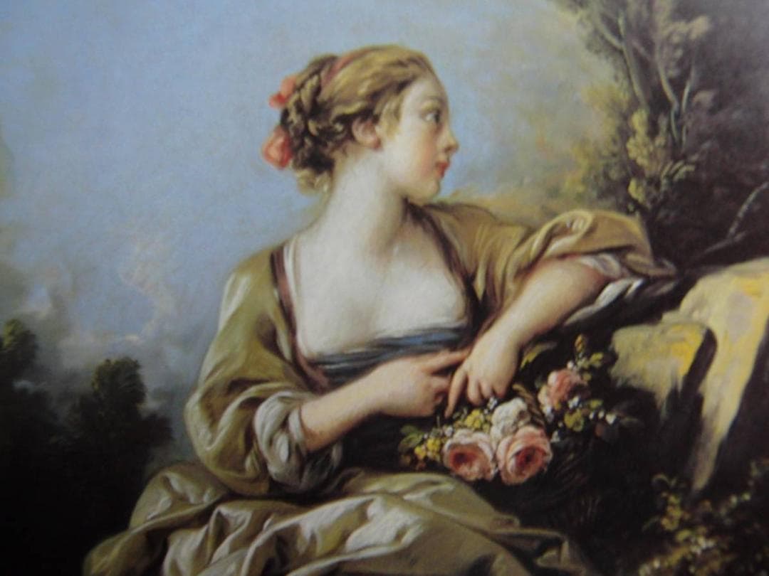 フランソワ ブーシェ、【庭師】、希少画集画、状態良好、新品高級額装付