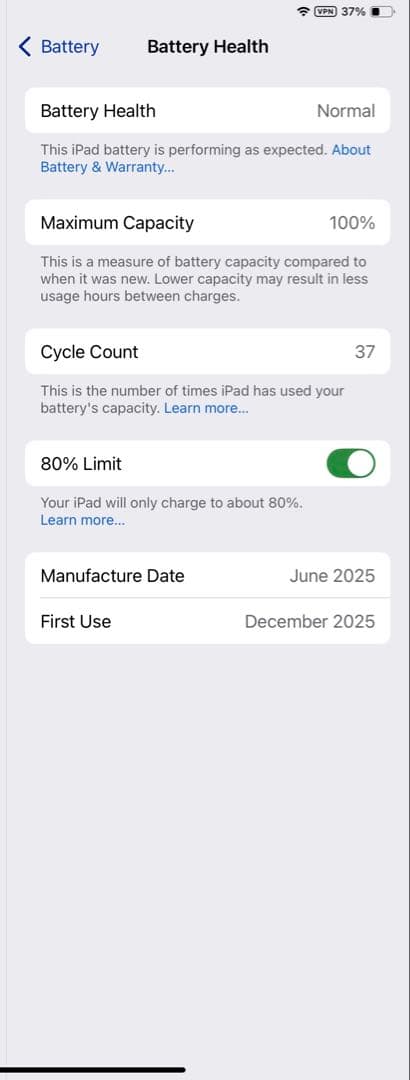 100%バッテリー iPad mini 7 128GB Wi-Fi スターライト