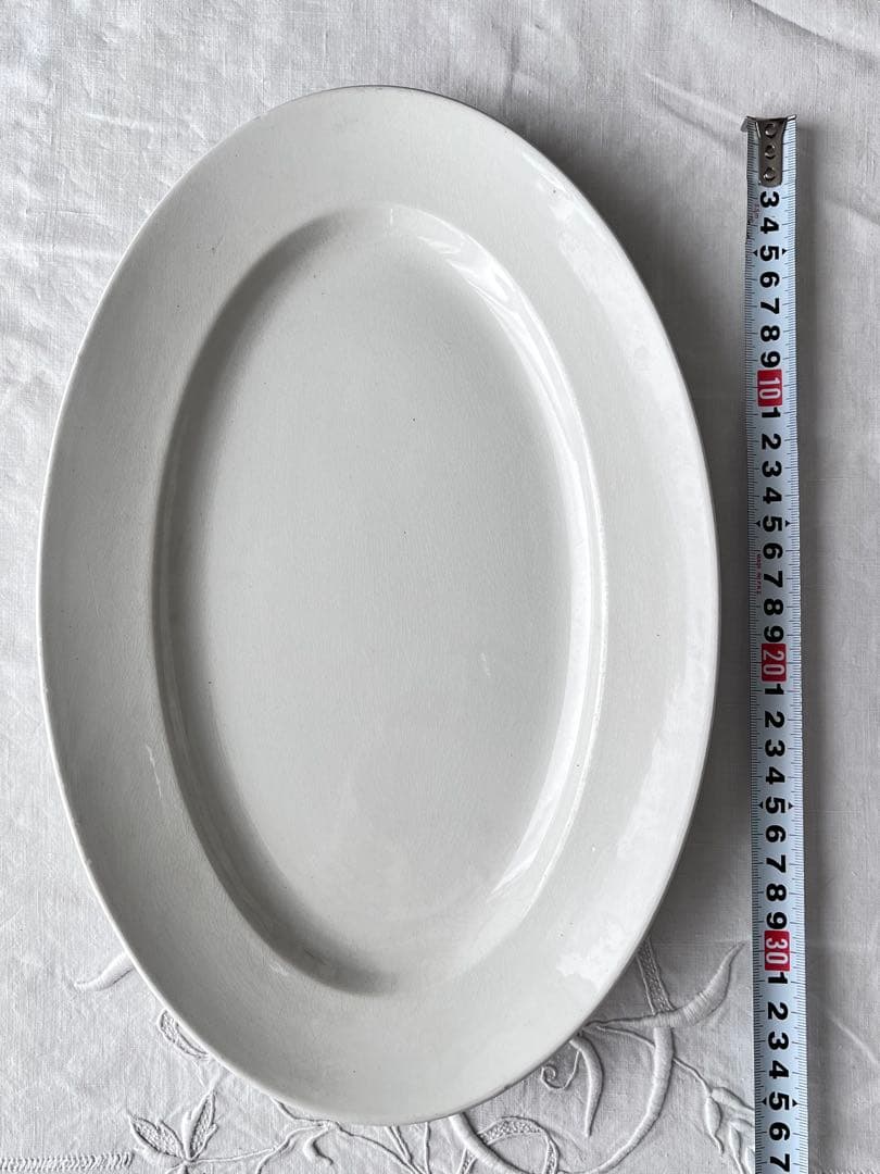 【美品】フランスアンティーク PEXONNE窯 FF ホワイトオーバル皿3690