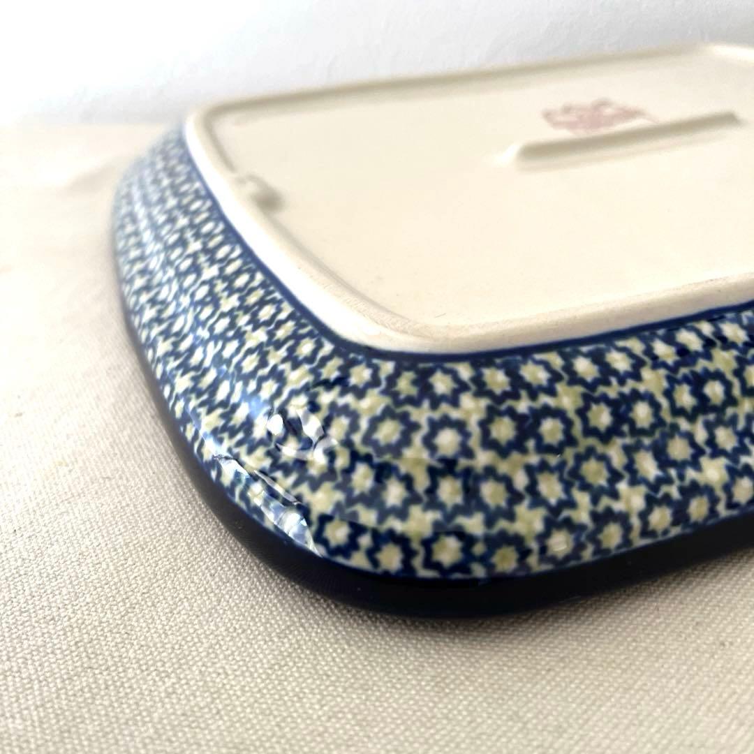 ○M459 ○ポーランド製　仕切りスクエア皿【未使用】ポーリッシュポタリー