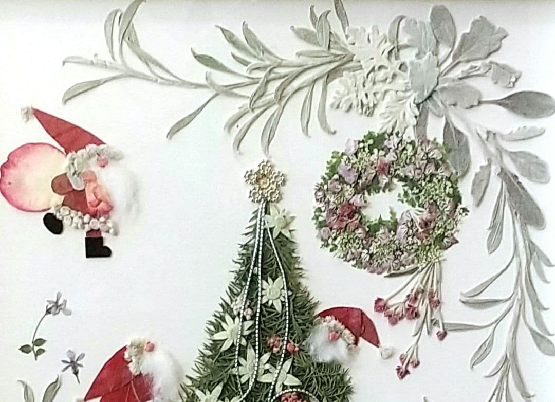 押し花アート☆サンタさんのクリスマス☆サンタクロース クリスマス 絵画 押し花額