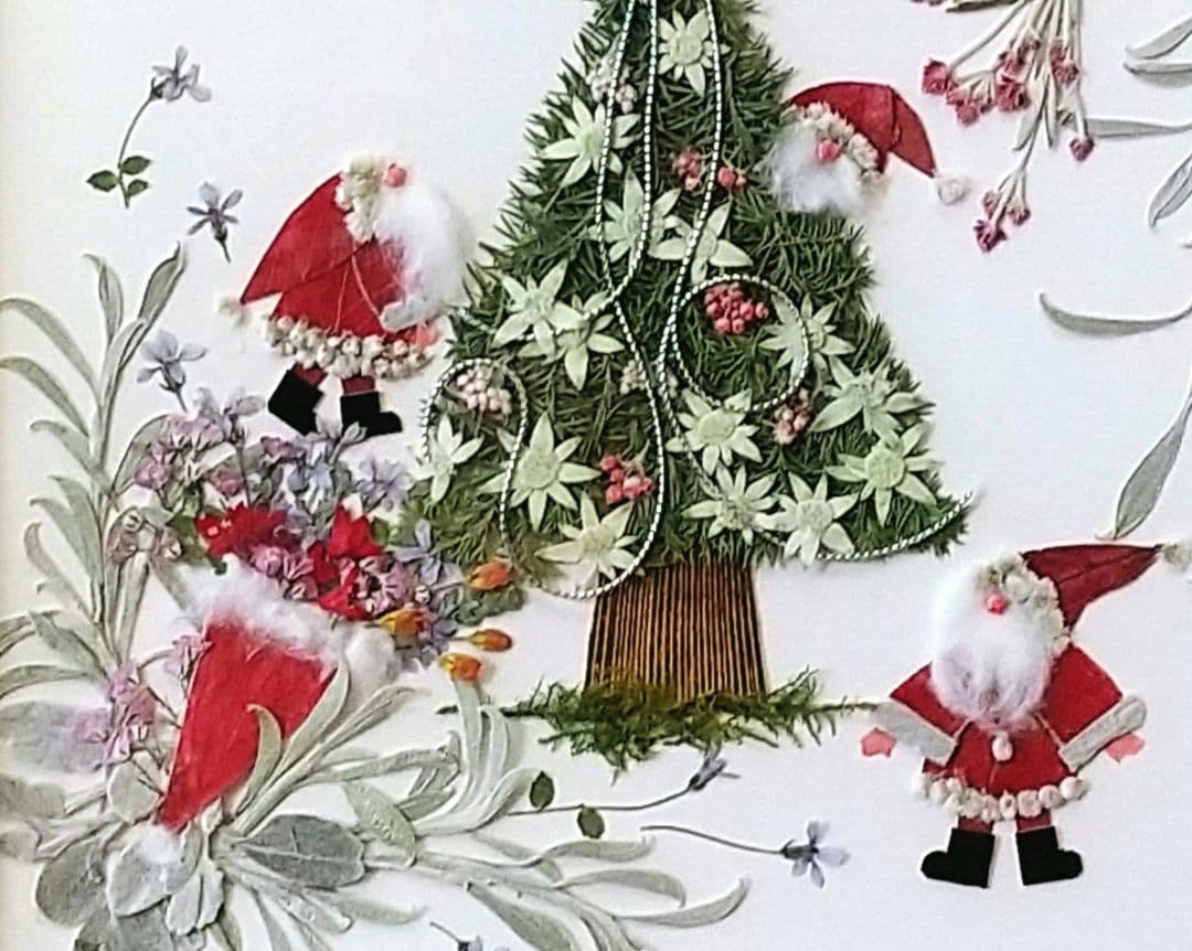押し花アート☆サンタさんのクリスマス☆サンタクロース クリスマス 絵画 押し花額
