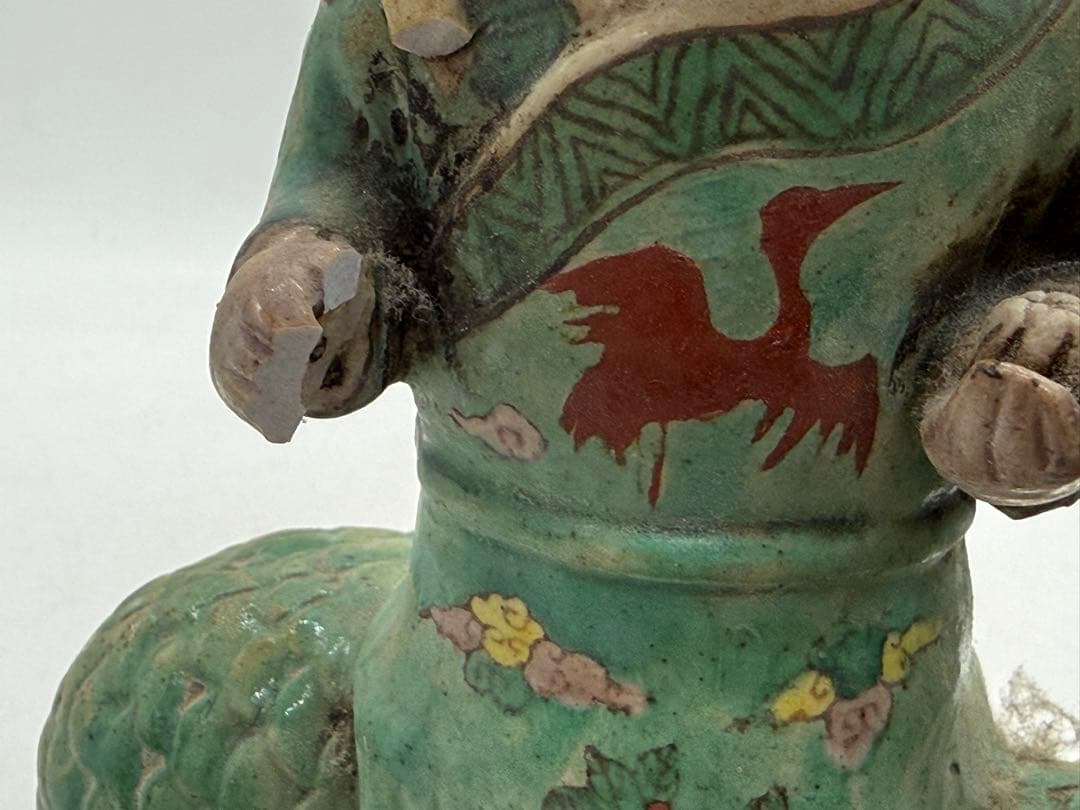 中国　色絵　麒麟に童子ペア　送料込み260225