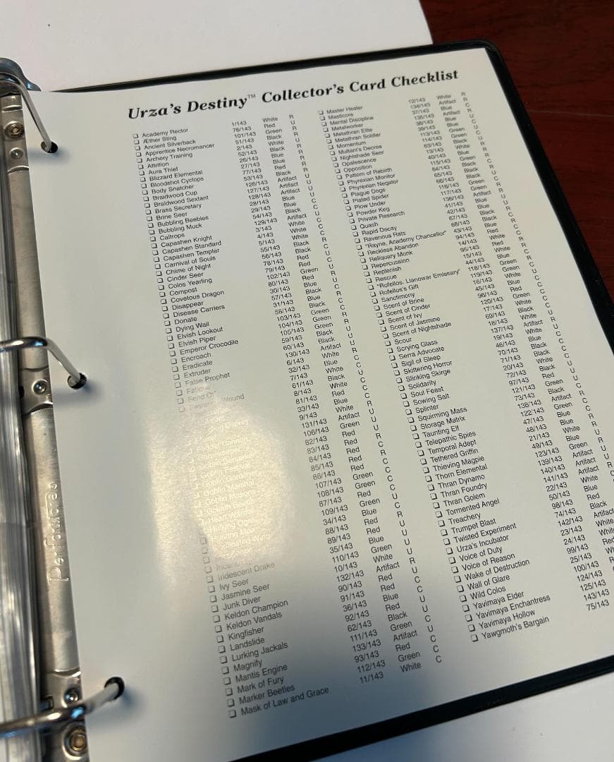 MTG ウルザズデスティニー バインダー 全チェックリストカード付き
