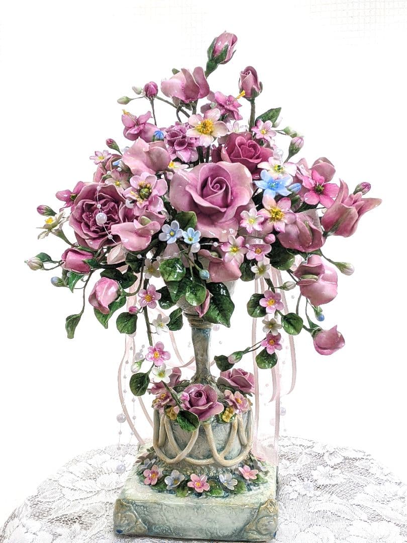【専用です】クレイフラワー♡ロココ調薔薇のフラワーアレンジメント♡ハンドメイド