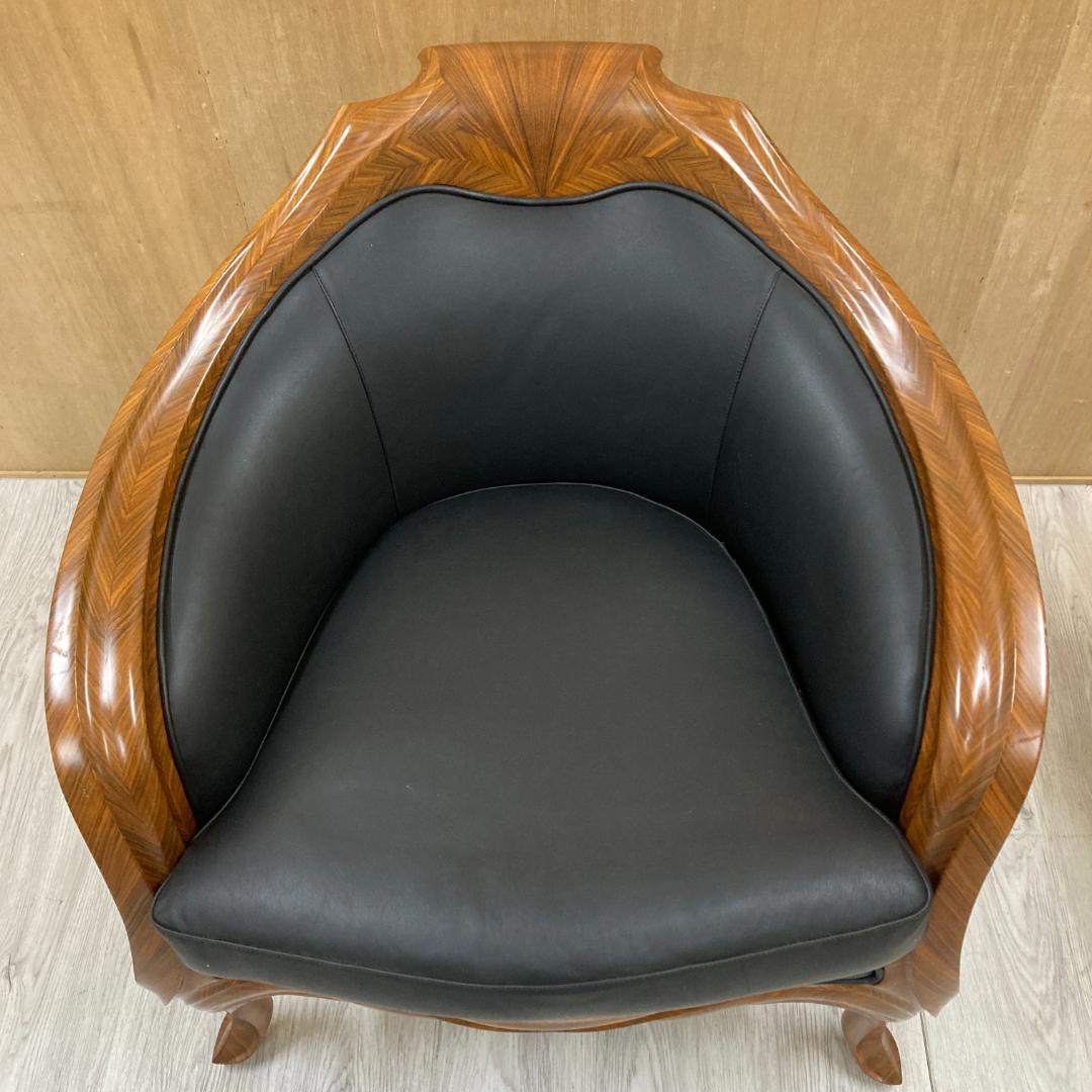 総革　ラウンジソファ　一人掛け　応接　２脚セット B