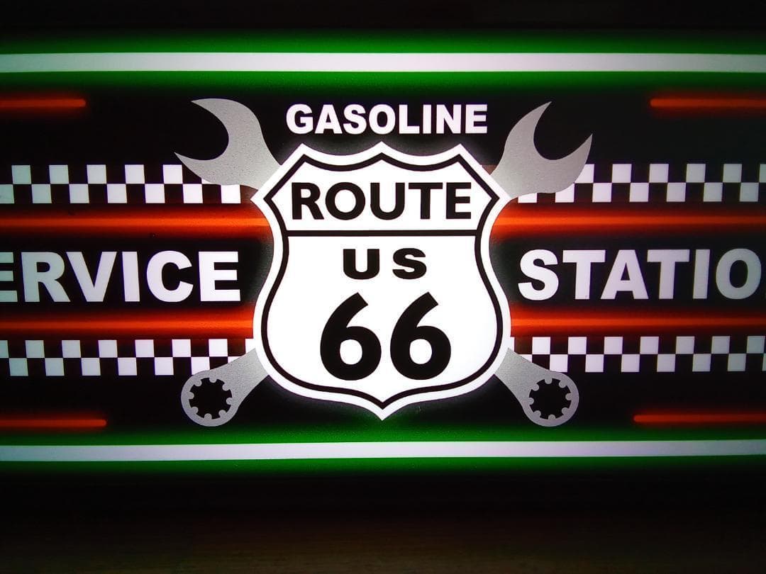 ルート66 ガレージ サービスステーション 照明 看板 置物 雑貨 ライトBOX