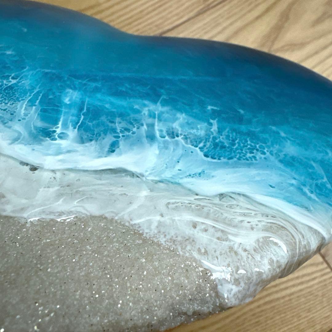 オーシャンアート　海　インテリア　波　ハート　レジンアート　プレート