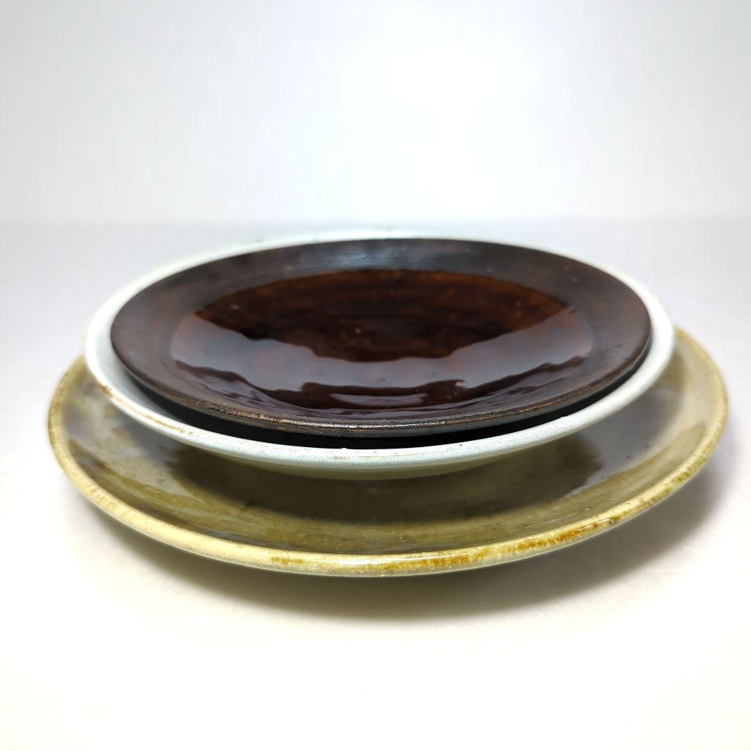 【新品】食器　丸皿 ３枚　セット　越前焼