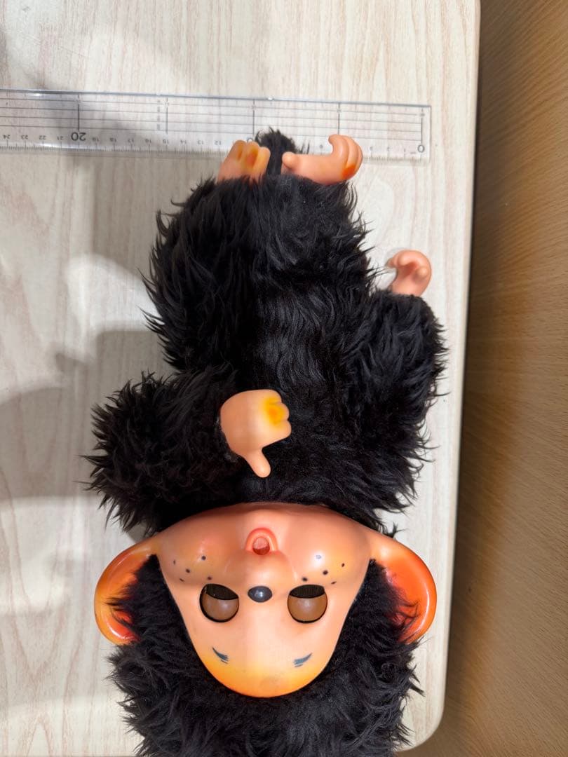 【昭和レトロ】モンチッチ ぬいぐるみ スリープアイ 黒毛 お座り 当時物