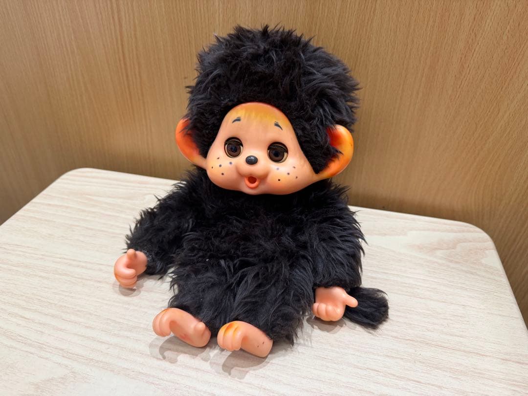 【昭和レトロ】モンチッチ ぬいぐるみ スリープアイ 黒毛 お座り 当時物