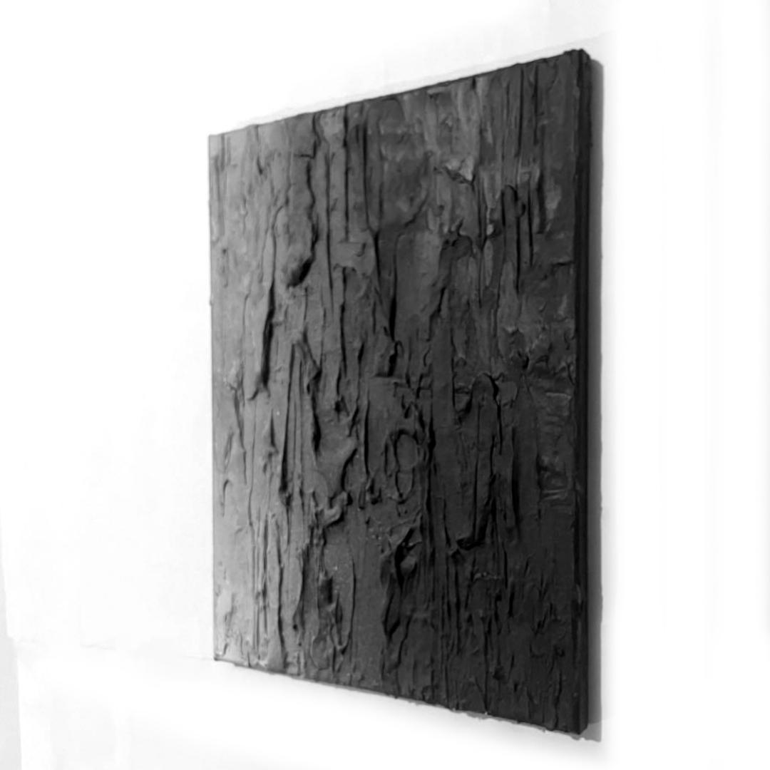 マットブラックの絵画｜テクスチャーアート　パネル　ストリート　アート　モダン　黒