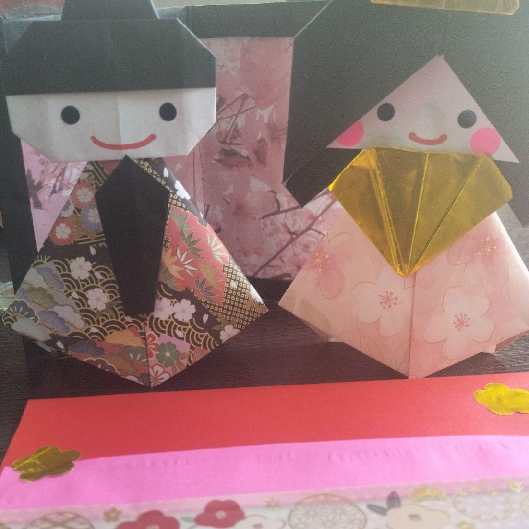 折り紙　立体お雛様　お内裏様　桃の節句