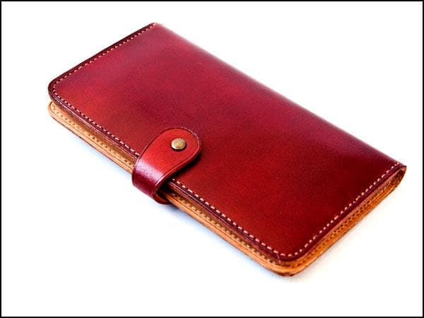 ゴダンハンドメイド iPhone11proMax手帳型ケーススライド式ヌメ革Rd
