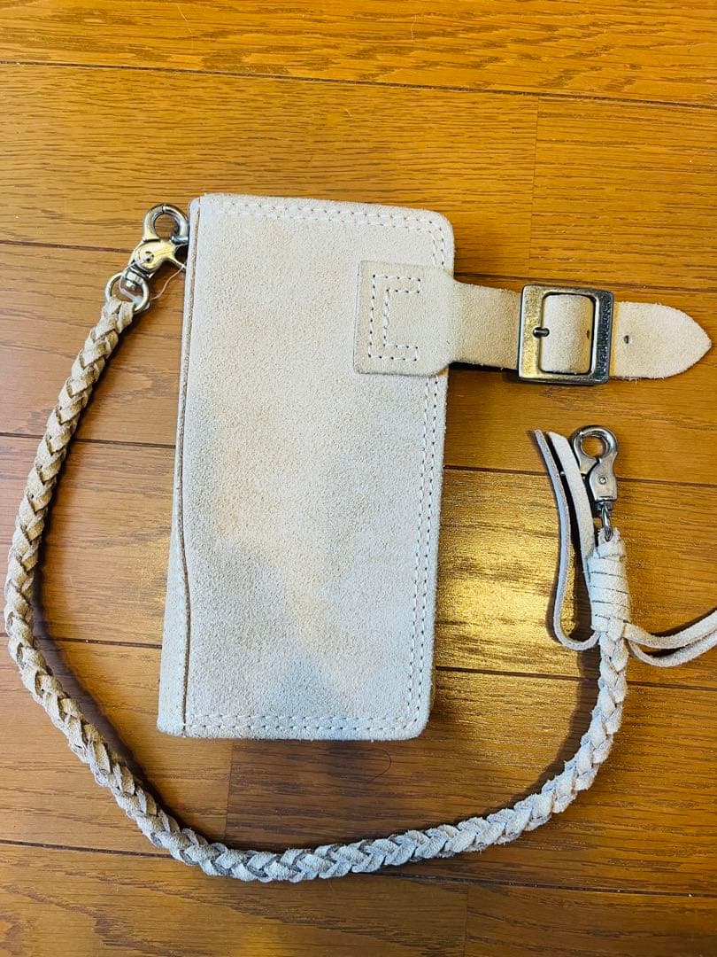 未使用レッドウィングスエード 長財布 編み込みストラップ
