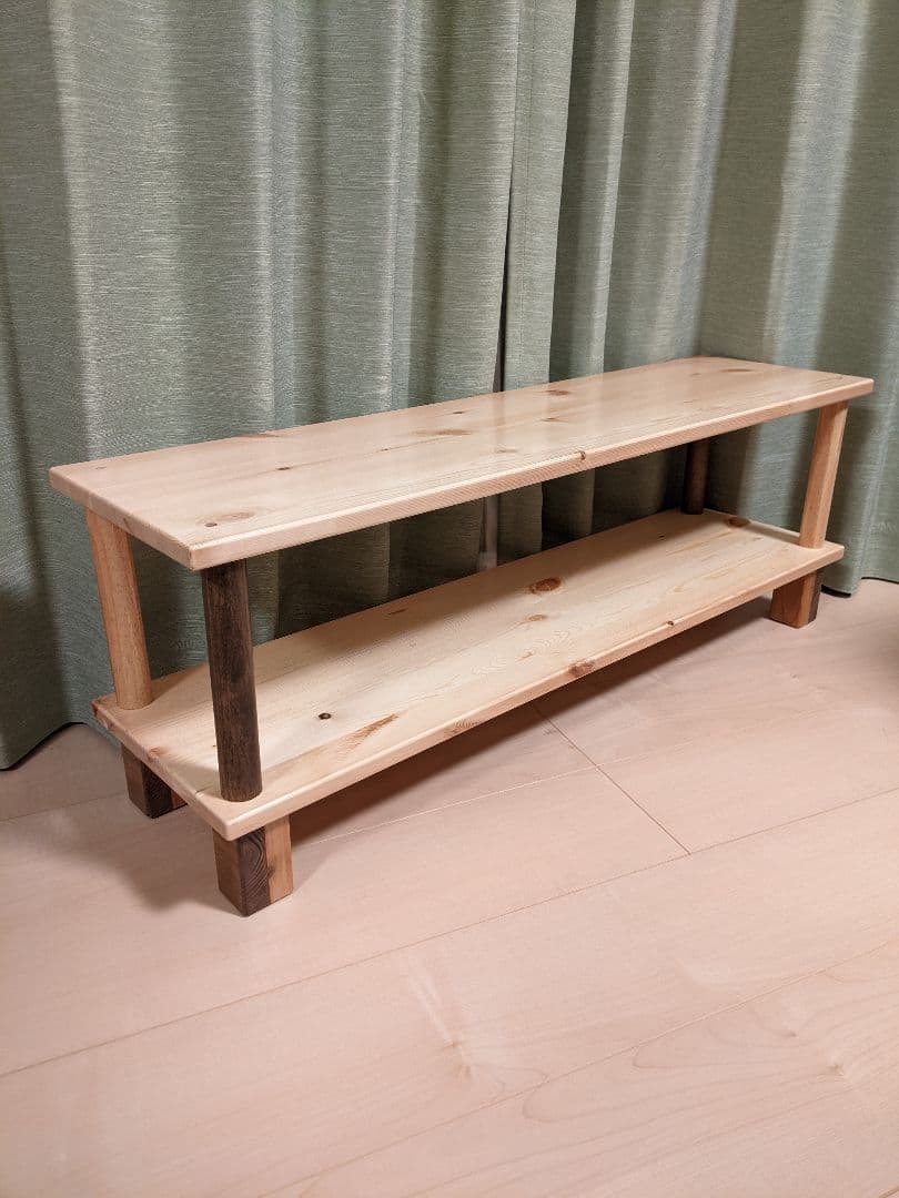 木製テレビ台 　角脚&丸支柱 91cmテレビラック　リビング インテリア　TV