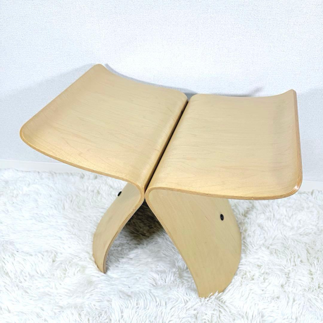 天童木工　柳宗理　バタフライスツール 座布団付き