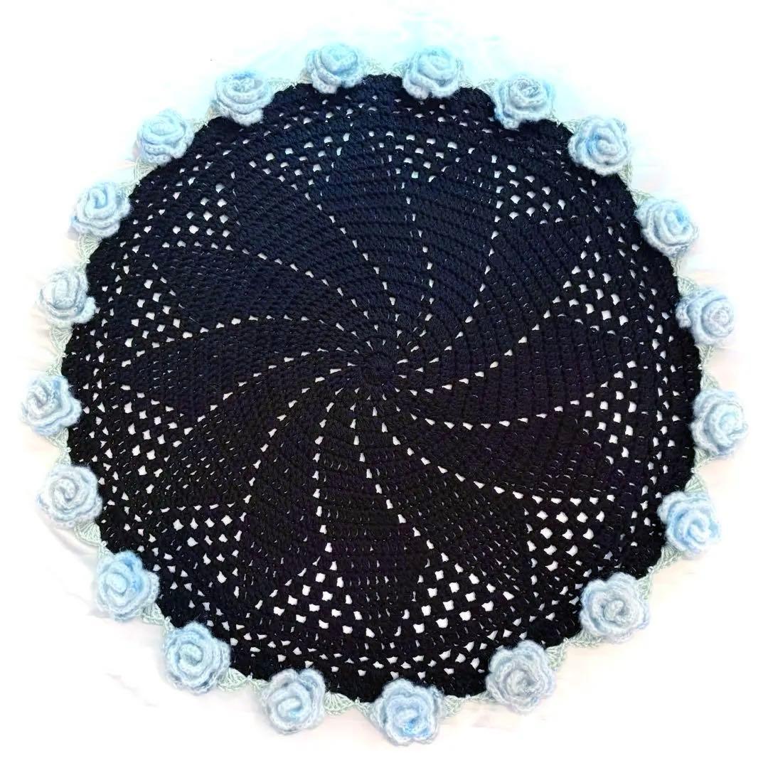 青バラ 花束ブランケット 83cm｜ハンドメイド 卒業・送別・誕生日ギフト