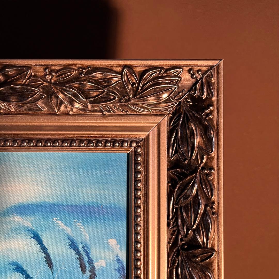 手書き油絵 ブルームーン 額付 絵画 インテリア