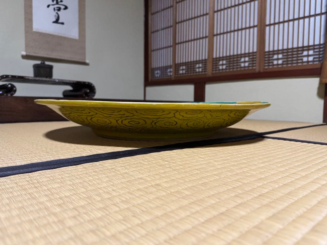 古九谷名品「色絵鶴かるた文平鉢」の写し