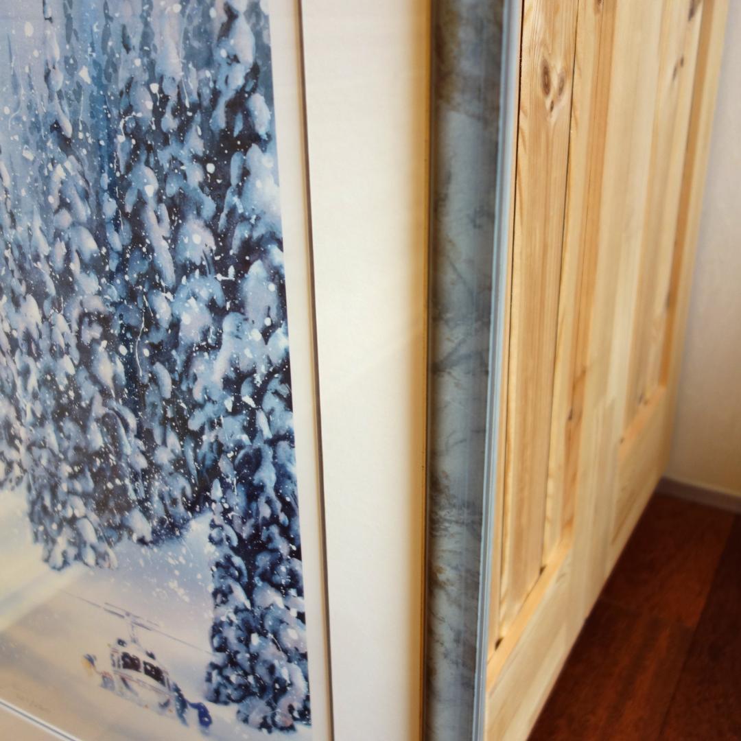 大型 72㎝×56㎝ カナディアンロッキー CMH スキー 版画・額縁付き